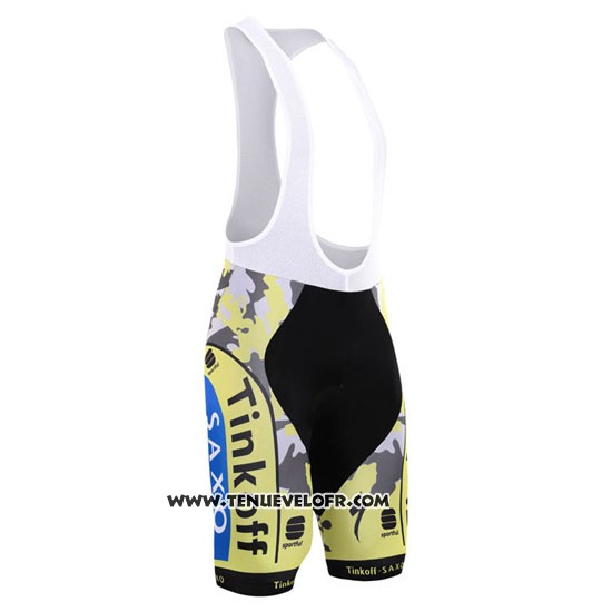 2015 Maillot Ciclismo Tinkoff Saxo Bank Noir et Jaune Manches Courtes et Cuissard